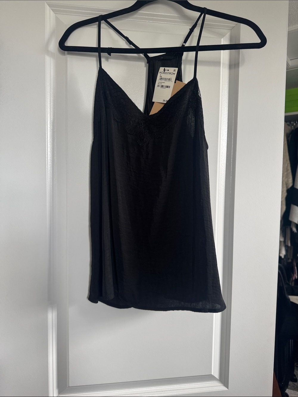 Nordstrom Black Lace-Trim Slip Camisole